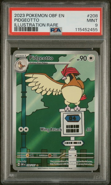 2023 Pokemon Scarlet and Violet Obsidian Flames Illustration Rare Pidgeotto #208 PSA 9