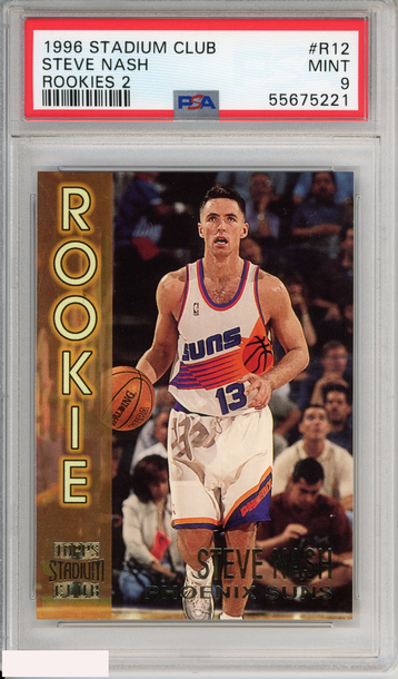 1996 STADIUM CLUB STEVE NASH #R12 ROOKIES 2 PHOENIX SUNS HOF RC PSA 9 MINT