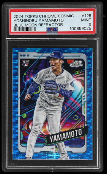 2024 Topps Cosmic Chrome Yoshinobu Yamamoto Blue Moon Refractor PSA 9 RC