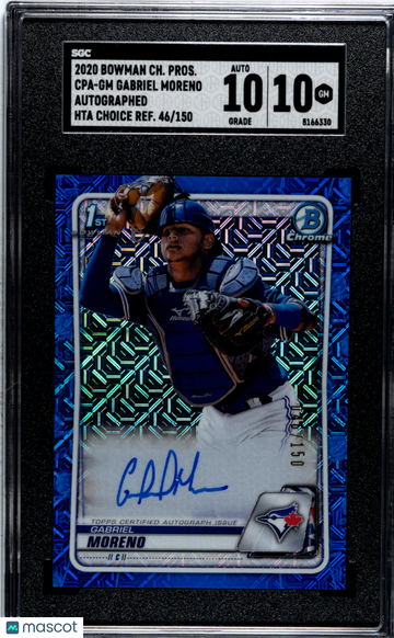 2020 Bowman Chrome Draft Gabriel Moreno #CPA-GM Autograph Hta Choice Refractor /150 SGC 10 Auto 10