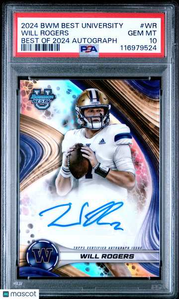 2024 Bowman Best University Best Of 2024 Autographs Will Rogers #WR PSA 10