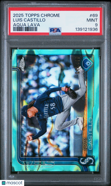 2025 Topps Chrome Luis Castillo #69 Aqua Lava PSA 9