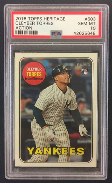 2018 Topps Heritage Gleyber Torres Action Rookie Card #603 PSA 10 GEM MINT