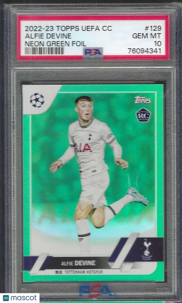 2022 Topps UEFA Club Competitions Alfie Devine #129 Neon Green Foil PSA 10