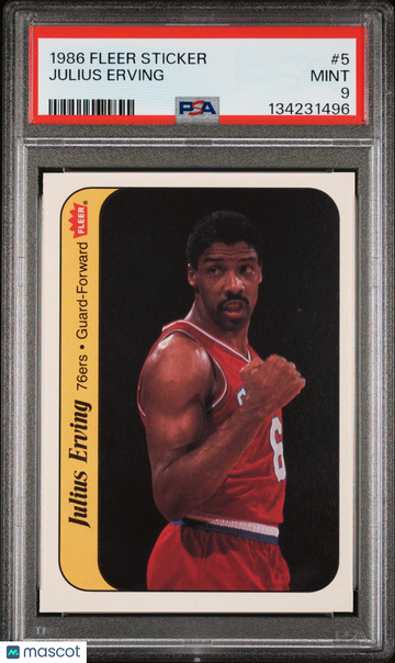 1986 Fleer Sticker Julius Erving #5 PSA 9