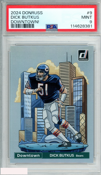 2024 PANINI DONRUSS DOWNTOWN! DICK BUTKUS #9 CHICAGO BEARS HOF PSA 9 MINT