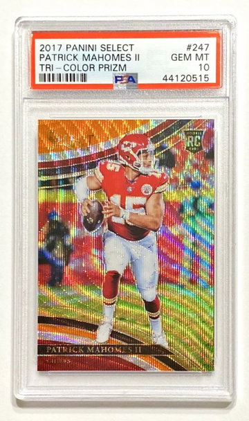 2017 Panini Select Patrick Mahomes II Field Level Tri Color Prizm /99 PSA 10
