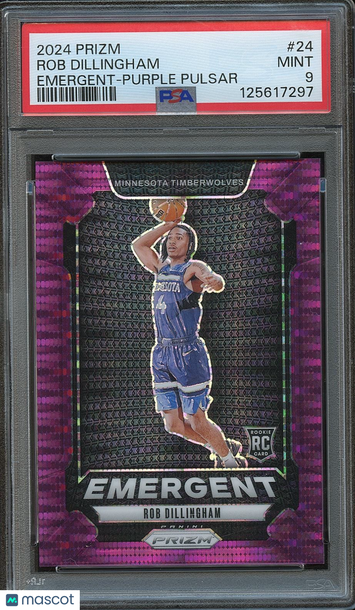 2024-25 Panini Prizm Rob Dillingham #24 Purple Pulsar Rookie PSA 9 Panini Authentic