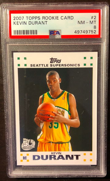 2007 Topps #2 Rookie RC Kevin Durant PSA 8 GEM MINT SUPERSONICS