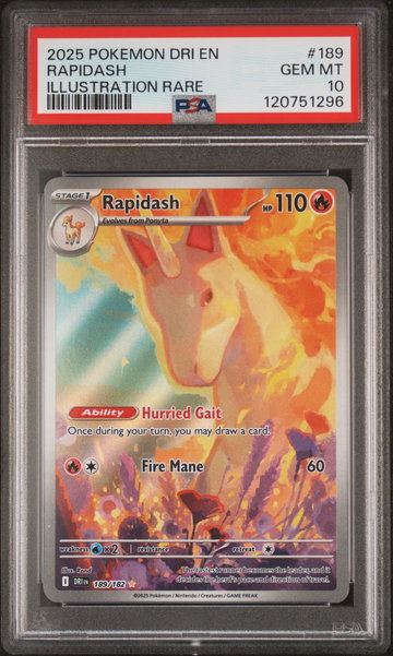 2025 Pokemon Scarlet and Violet Destined Rivals Illustration Rare Rapidash #189 PSA 10