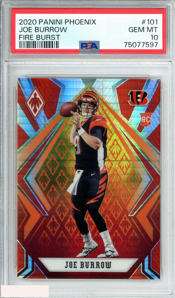 2020 PANINI PHOENIX JOE BURROW #101 FIRE BURST ROOKIE RC PSA 10 GEM MT