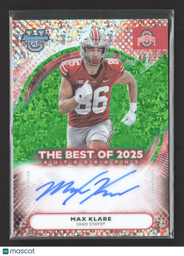 2025 Bowman University Best Football Max Klare #BOA-MK Green Refractor