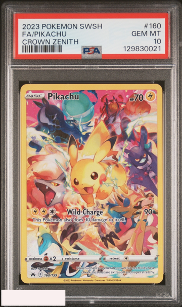 2023 POKEMON SWORD AND SHIELD CROWN ZENITH FA PIKACHU #160 PSA 10 GEM MT
