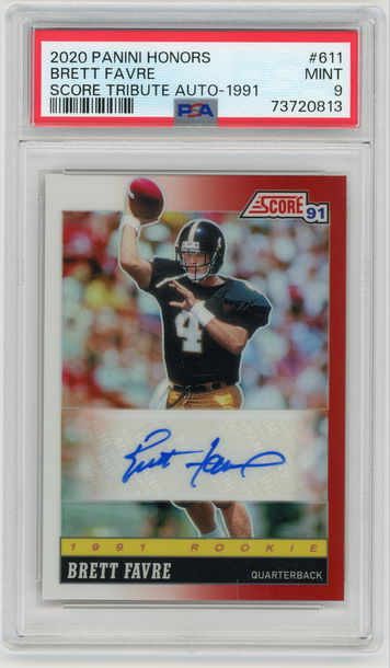 BRETT FAVRE 2020 Panini Honors 1991 Score Tribute Rookie Auto #24/25 #611 PSA 9