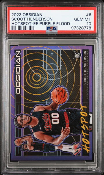 2023 PANINI OBSIDIAN SCOOT HENDERSON HOTSPOT #/49 PURPLE FLOOD #6 PSA 10