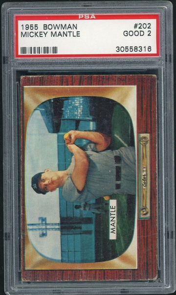 1955 Bowman Mickey Mantle #202 PSA 2