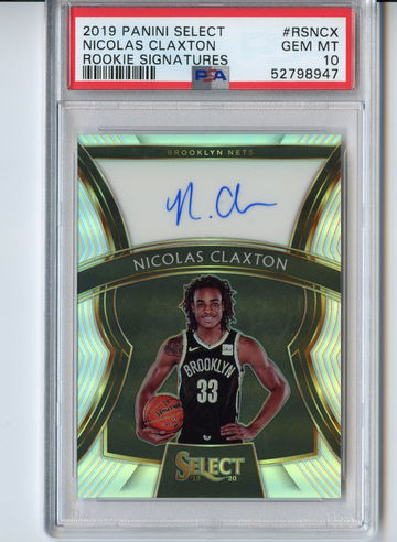 PSA 10 Gem /149 Auto Nicolas Claxton Rookie Select Signatures 2019 RC Prizm