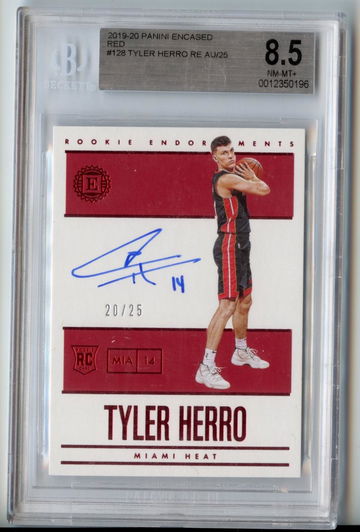 Tyler Herro Encased Rookie Endorsements /25 Red Color Match On Card Auto 2019 RC