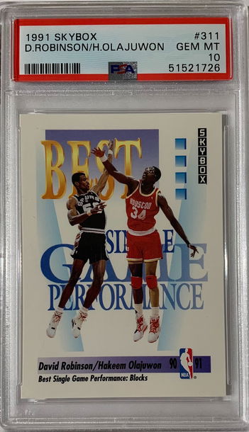 1991 Skybox David Robinson Hakeem Olajuwon PSA 10 Gem Mint #311