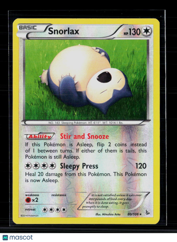 Pokemon 2014 XY Snorlax #80/106