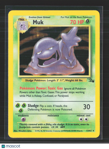 1999 Fossil Muk Holo Rare #13/62