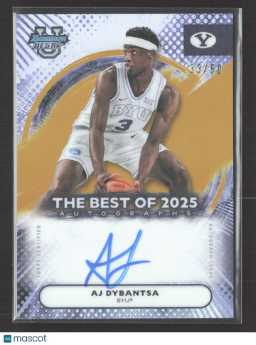 2026 Topps Bowman University's Best Basketball AJ Dybantsa #BA-AD Gold Refractor Auto