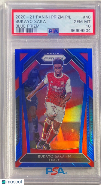 2020 Panini Prizm Premier League Bukayo Saka #40 Blue PSA 10