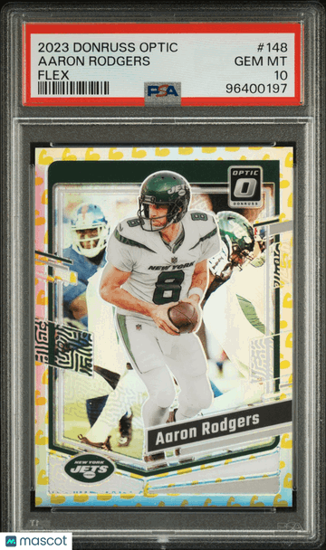 2023 Donruss Optic Aaron Rodgers #148 Flex /149 SN Flex All Day Long! PSA 10