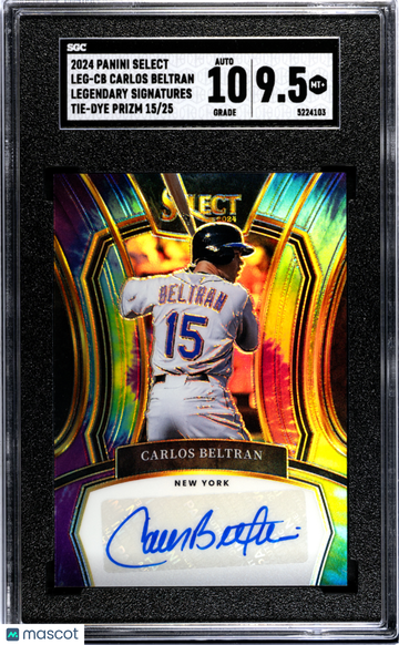 2024 Panini Select Carlos Beltran #LEG-CB Legendary Sigs. Tie Dye Prizm SGC 9.5 Auto 10