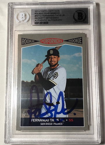 2019 TOPPS HERITAGE ROOKIE PERFORMER RP12 FERNANDO TATIS JR. AUTHENTIC AUTOGRAPH 