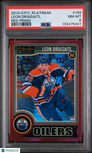 2014-15 O-Pee-Chee Platinum Leon Draisaitl #159 Red Prism /135 Rookie PSA 8