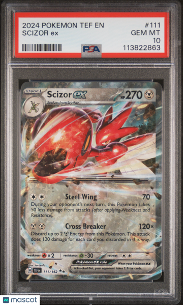 2024 Pokemon Tef EN-Temporal Forces Scizor EX PSA 10 #111