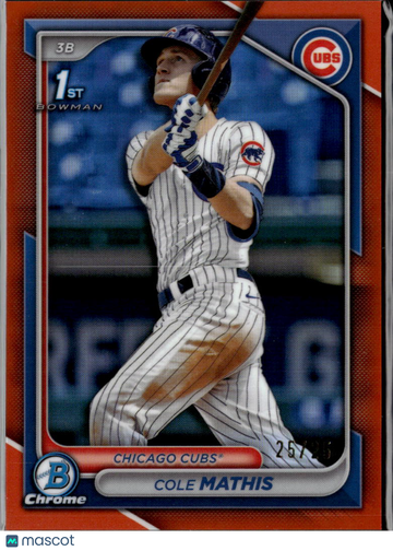 2024 Bowman Chrome Cole Mathis #BDC-81 Orange Refractor /25 1st Bowman