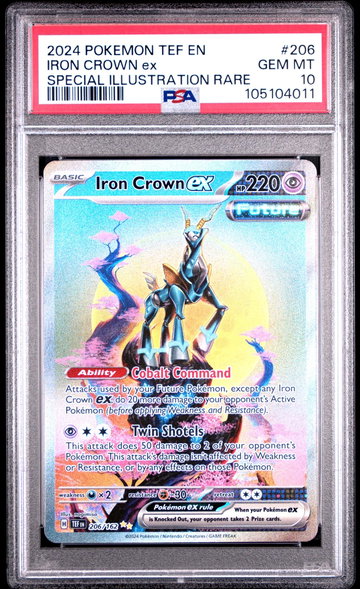 2024 Pokemon Scarlet and Violet Temporal Forces Special Illustration Rare Iron Crown Ex #206 PSA 10