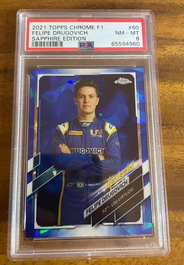 2021 TOPPS CHROME F1 SAPPHIRE FELIPE DRUGOVICH PORTRAIT #60 PSA 8 