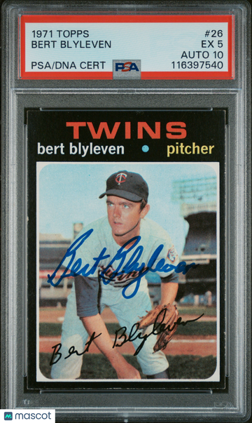 1971 Topps Bert Blyleven #26 PSA 5 Auto 10