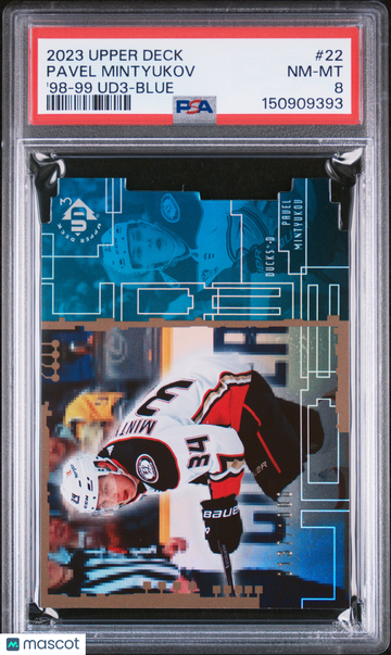 2023 Upper Deck Extended Series 1998-99 Ud3 Pavel Mintyukov #22 '98 Blue Rookie /1000 PSA 8