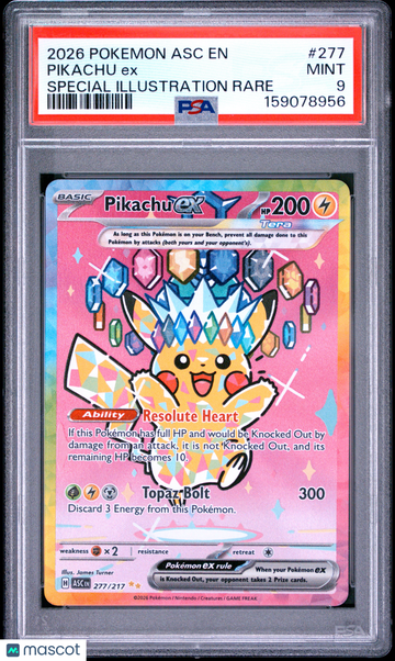 2026 Pokemon Asc EN-Ascended Heroes Pikachu EX Special Illustration Rare PSA 9 #277