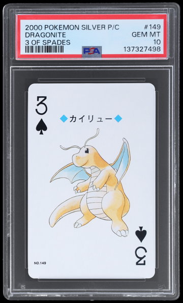 2000 Pokemon Silver Version Playing Cards Dragonite 3 Of Spades PSA 10