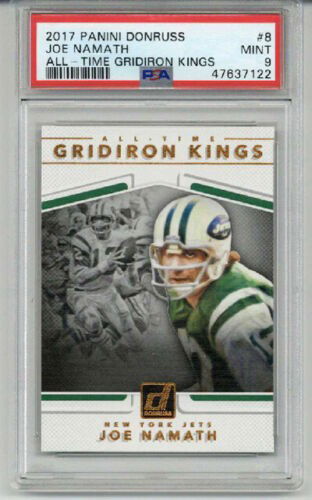 2017 PANINI DONRUSS ALL TIME GRIDIRON KINGS #155 JOE NAMATH JETS PSA 9 LOW POP