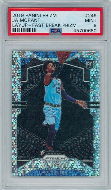 2019 Panini Prizm #249 Ja Morant - Layup (Variation) Fast Break (Disco) Prizm - PSA 9 (Rookie) Memphis Grizzlies (NBA)