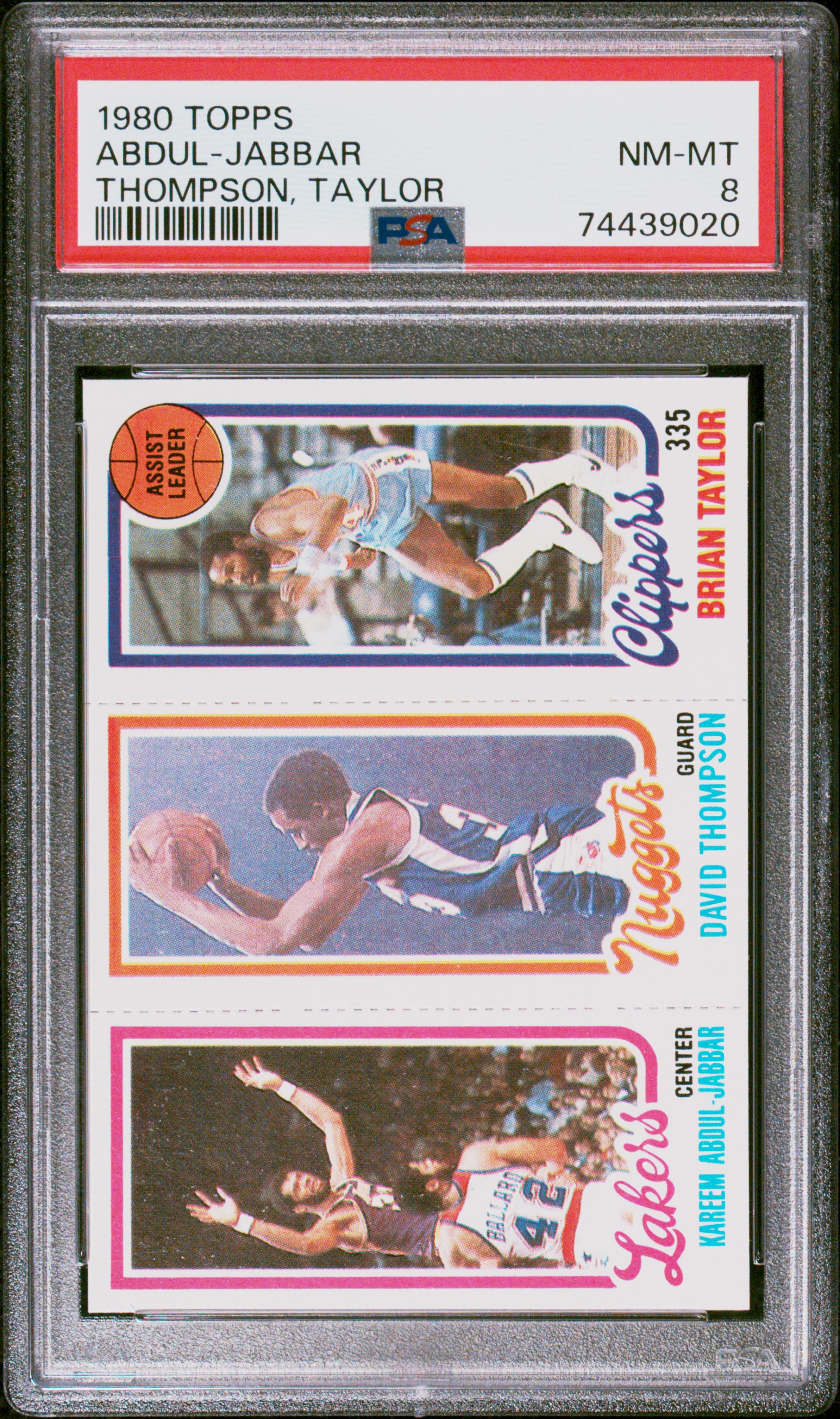 1980 Topps Kareem Abdul-Jabbar Thompson Taylor PSA 8