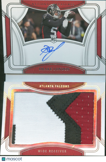 2023 Panini National Treasures Rookie Jumbo Prime Signatures Drake London #RJB-DL RC Patch