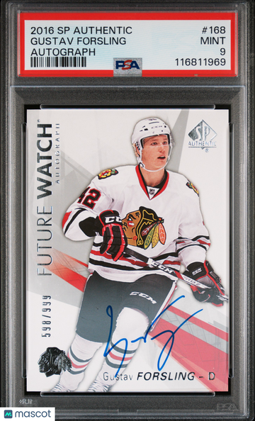 2016-17 SP Authentic Gustav Forsling #168 Future Watch Auto /999 Rookie PSA 9