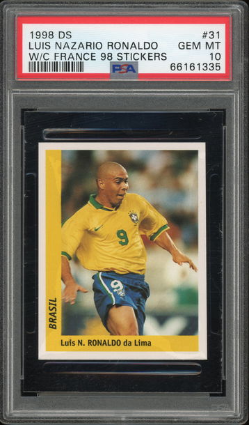 1998 DS World Cup France Stickers Ronaldo #31 PSA 10 POP 1 Brazil