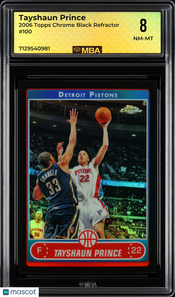 2006 Topps Chrome Tayshaun Prince #100 Black Refractor MBA 8
