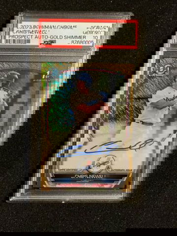 2023 Bowman Chrome 1st Chris Newell #CPACN Gold Shimmer Auto #6/50 PSA 10