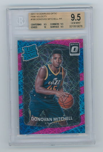 2017-18 Donruss Optic Pink Velocity Donovan Mitchell Rookie BGS 9.5