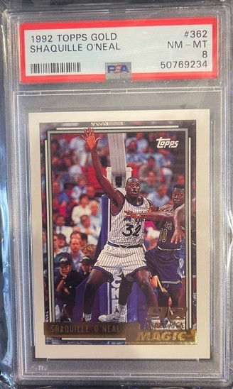 1992-93 Topps GOLD Shaquille O'Neal RC #362 Rookie PSA 8