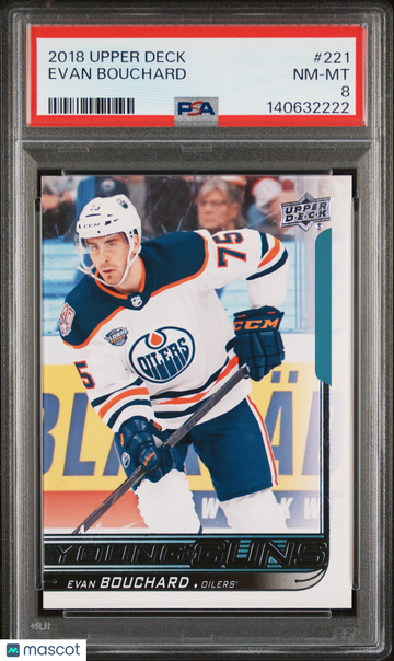 2018-19 Upper Deck Evan Bouchard #221 Young Guns Rookie PSA 8